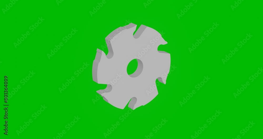 Poster animation of rotation of a white milling disc symbol with shadow. simple and complex rotation. seaml