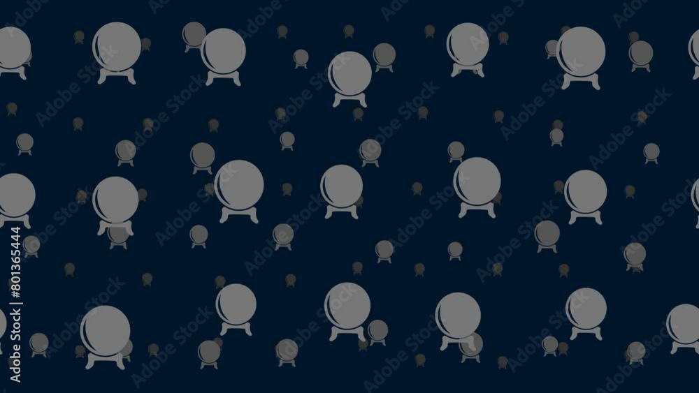 Poster spirit ball symbols float horizontally from left to right. parallax fly effect. floating symbols are