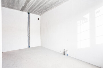 interior of the apartment without decoration in gray colors. rough finish