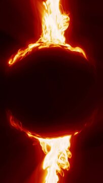 abstract red energy orb, futuristic flowing glowing lava background, fire eclipse, copy space, 4k seamless loop	