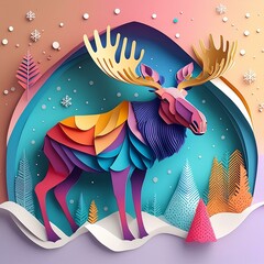 Paper Moose in Nature