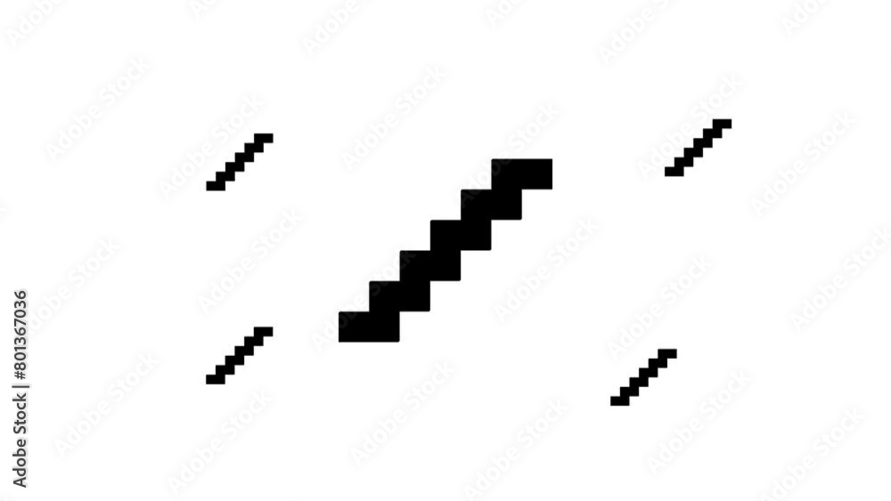 Poster zoom in and out animation the stairs symbol. large black symbol in the center and four small symbols