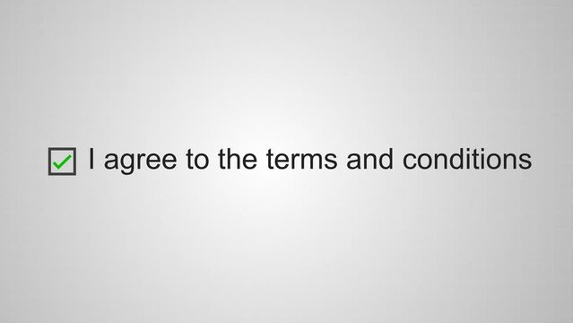 Tick mark to terms and conditions. Agreeing terms and conditions. 4K
