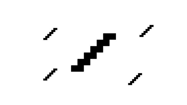 Zoom in and out animation the stairs symbol. Large black symbol in the center and four small symbols around. Seamless looped 4k animation on white background