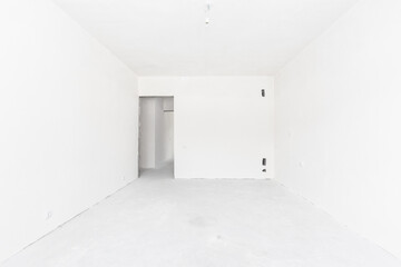 interior of the apartment without decoration in gray colors. rough finish