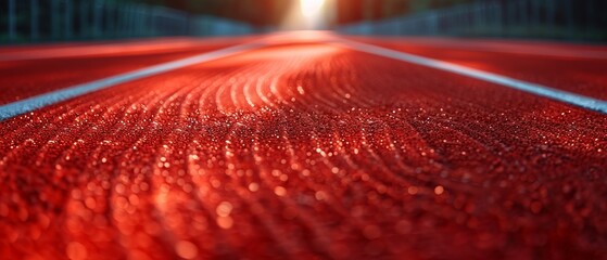Athletic track featuring a bright red surface and neatly defined white lanes 8K , high-resolution, ultra HD,up32K HD