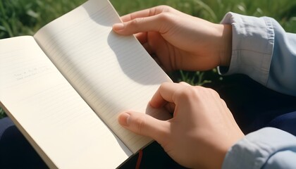 Obraz premium person reading a book