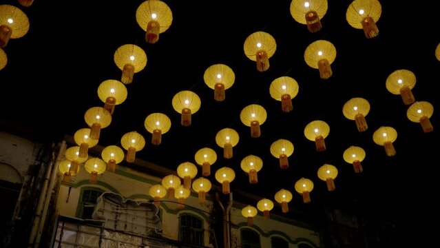 lanterns china town at night in south east asia