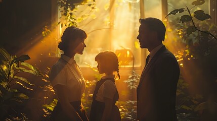 Elegant Family Composition in Tranquil Ambient Lighting