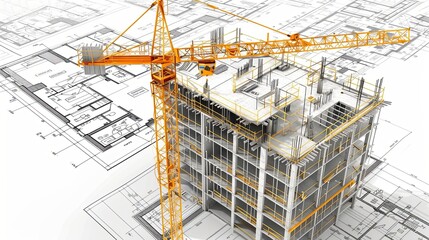 Various construction plans, blueprints, and schematics, providing insight into intricate project details and planning processes.  construction companies and design bureaus, Generative AI.