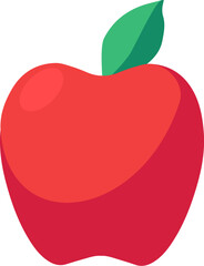 Ripe healthy apple icon. Fruit source of vitamins and trace elements iron, medical stroked cartoon element for modern and retro design. Simple color vector pictogram isolated on white background