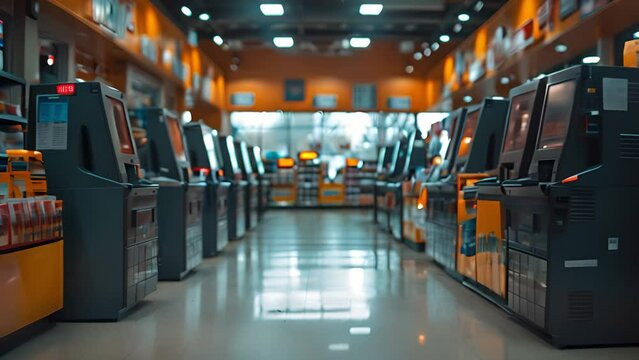This Effortless checkout: Self-service cash desks streamline grocery shopping, providing convenience to shoppers