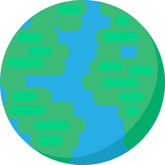 Healthy blue planet earth icon. Symbol of peace and prosperity, medical stroked cartoon element for modern and retro design. Simple color vector pictogram isolated on white background