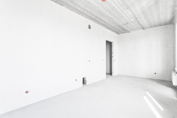 interior of the apartment without decoration in gray colors. rough finish