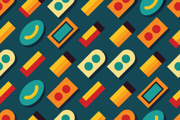 Retro seamless pattern colorful nostalgic background vector design