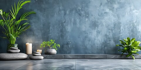 Minimalist yoga and meditation space with natural elements for wellness and relaxation