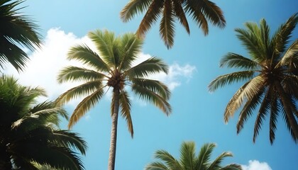 Obraz na płótnie Canvas palm trees against blue sky