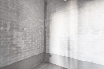 interior of the apartment without decoration in gray colors. rough finish