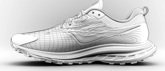A blank, minimalist running shoe design template, showcasing the essence of functionality in sportswear.