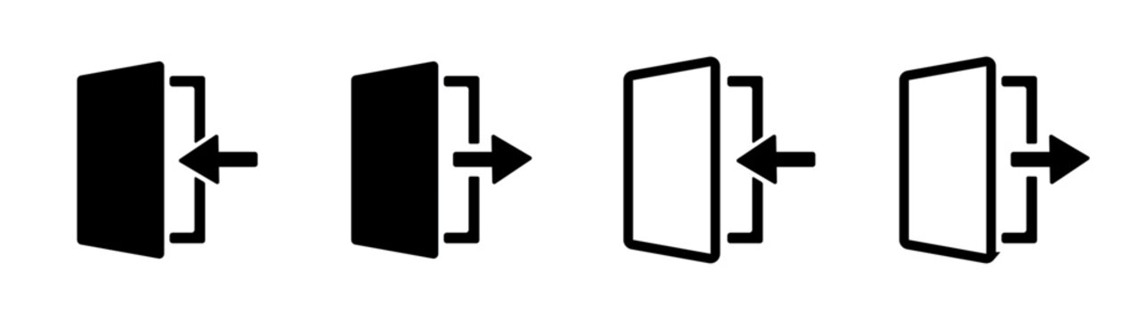 Exit and entry icon set. Log in, log out icon set.