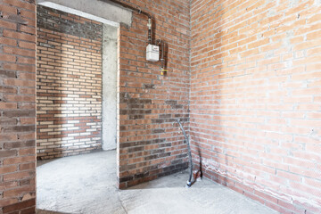 interior of the apartment without decoration in gray colors. rough finish