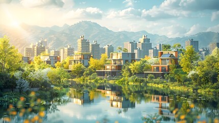 Obraz premium Sustainable Urban Landscape Investing in Clean Energy Infrastructure for a Brighter Future