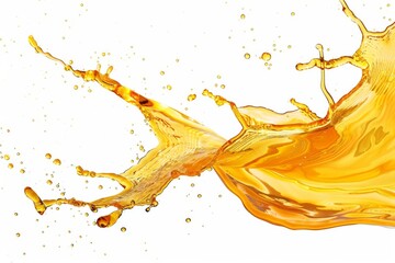 A dazzling oil splash gleaming with vibrant hues, showcased against a pristine white background