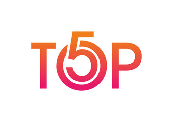top 5 logo on white background. top 5 concept