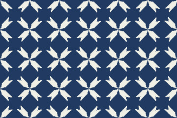 Fototapeta premium Traditional Ethnic ikat motif fabric pattern background is geometric. African Ikat embroidery Ethnic oriental pattern blue background wallpaper. Abstract, vector,illustration.Texture,frame,decoration.