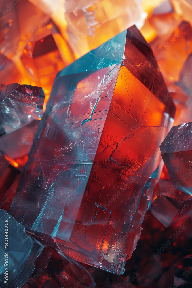Poster An energetic composition using sharp, jagged lines and bright reds and oranges to express excitement and vigor,