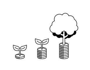 積立・成長するお金のイメージのイラスト