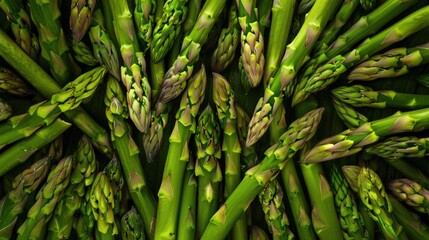 Fototapeta premium Fresh green asparagus background. Top view.