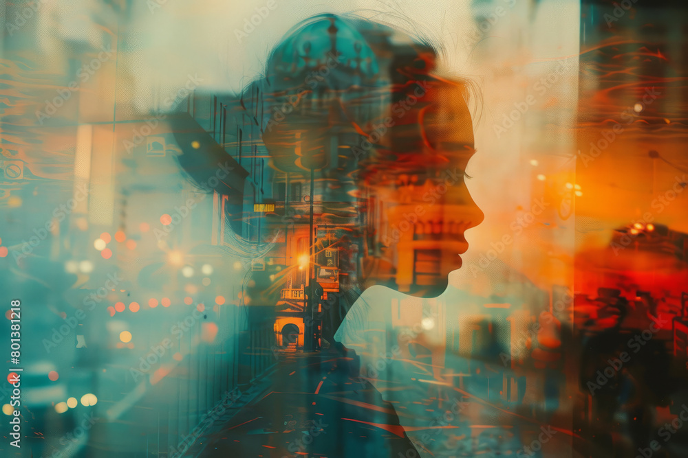 Poster a composition focused on the concept of memory, with faded colors and overlapping, ghostly shapes,