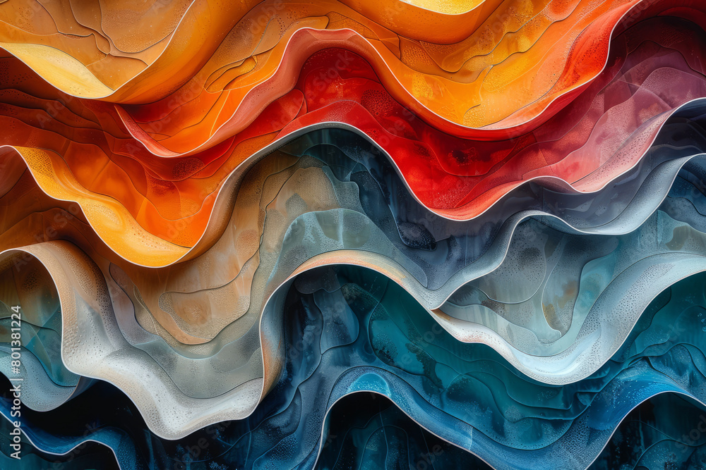 Poster An abstract visualization of the journey of life, with a path-like arrangement of shapes and a variety of life-inspired colors,
