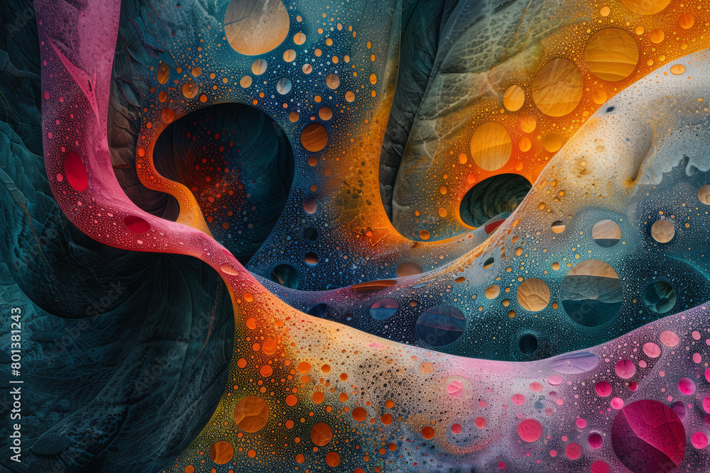 Aufkleber An abstract visualization of the journey of life, with a path-like arrangement of shapes and a variety of life-inspired colors,