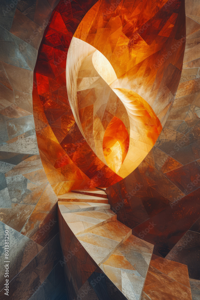 Poster a collage representing the idea of enlightenment, featuring radiant forms and enlightening colors li