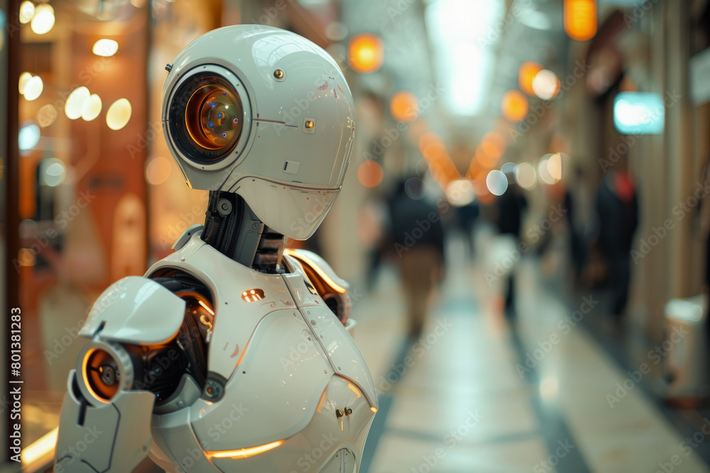Aufkleber an exploration of the ethical implications of ai, featuring human-like robots in various societal ro