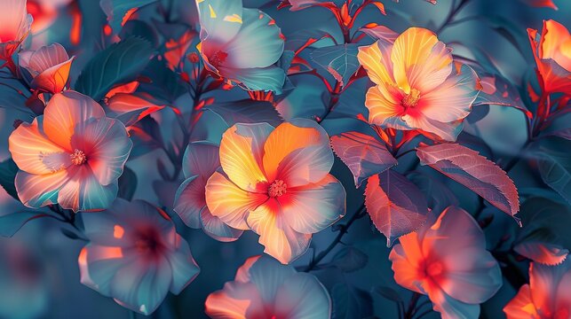 Close-up of solarized floral patterns, where abstract art meets the intriguing effects of solarization. 