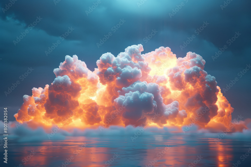 Leinwandbilder An interactive 3D cloud display that changes form and color based on the current weather conditions,