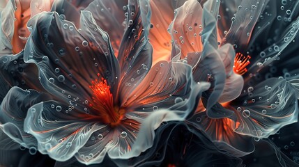 Intriguing close-up of abstract florals, enhanced by the distinctive, surreal quality of solarization.