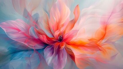 Abstract and ethereal florals merge, showcasing a delicate dance of colors and shapes in a close-up perspective.