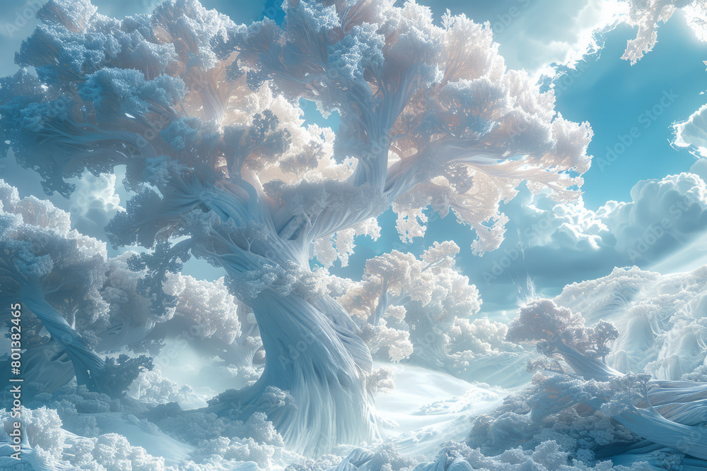 Leinwandbilder a surreal landscape formed from the hybridization of different fractal sets, creating unexpected nat