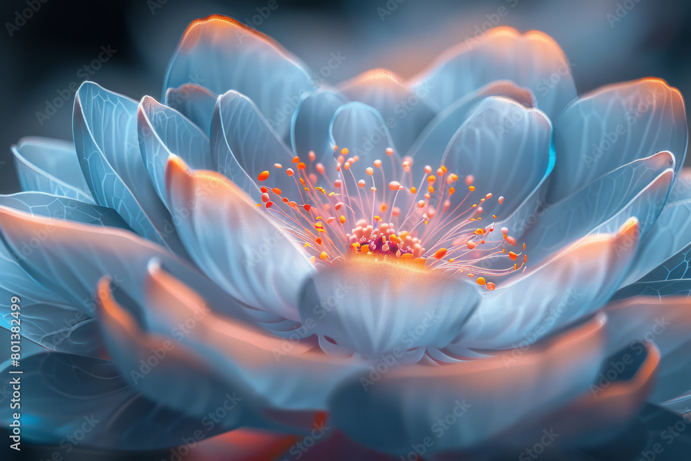 Poster an animation of a fractal bloom, where each petal splits into smaller, perfectly shaped petals endle