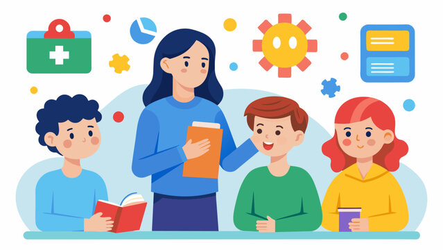 A schoolsponsored workshop for parents of children with autism covering topics such as sensory supports visual schedules and individualized education. Vector illustration