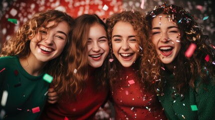 Fototapeta premium group of friends fun party, ai