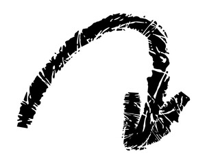 Hand drawn simple arrow drawn with wax crayon, chalk or charcoal. Uneven dry texture for underlining highlighting. Pencil drawn lines, strikethrough, grungy vector isolated on white
