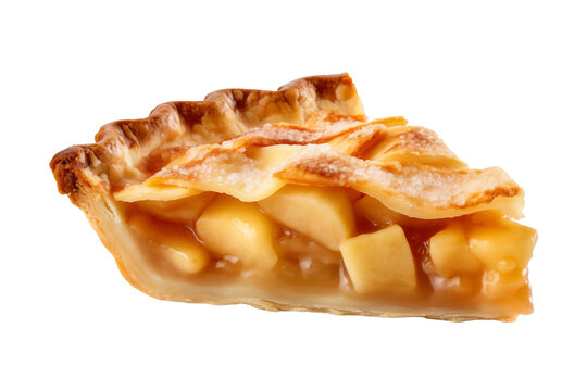 Apple pie slice isolated on transparent or white background, png