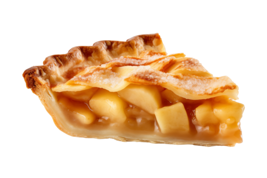 Apple pie slice isolated on transparent or white background, png