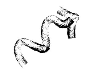 Hand drawn simple arrow drawn with wax crayon, chalk or charcoal. Uneven dry texture for underlining highlighting. Pencil drawn lines, strikethrough, grungy vector isolated on white