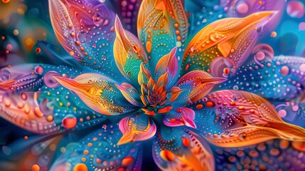 Vibrant and mesmerizing, a close-up abstract featuring psychedelic floral patterns for a visually intoxicating vibe. 